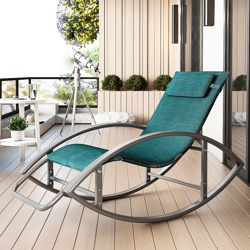 Contemporary Rocker Chair Metal Frame Water Resistant Fabric Rocker Chair with Pillow