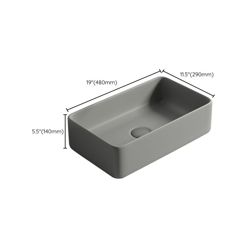 Contemporary Bathroom Sink Porcelain Rectangular Vessel Lavatory Sink with Pop-Up Drain