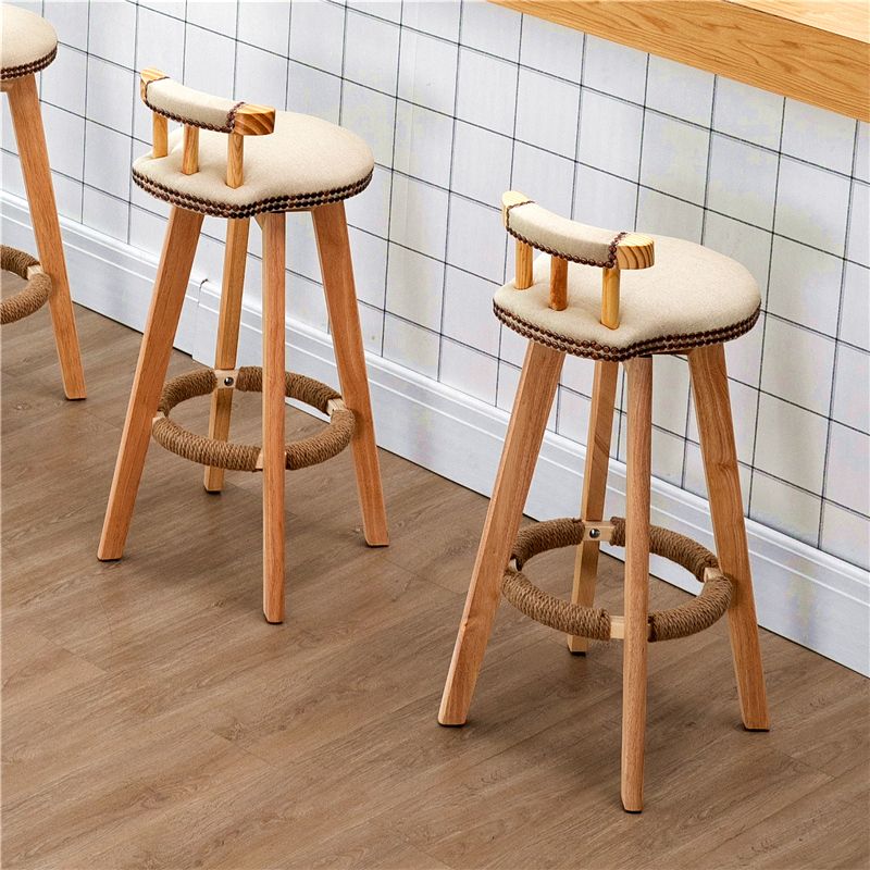 Taburetes escandinavos de madera natural para mostrador, taburetes de bar con respaldo bajo y reposapiés