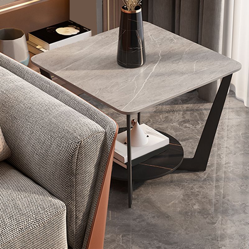 Cross Legs Slate End Table Modern Square End Table with Storage