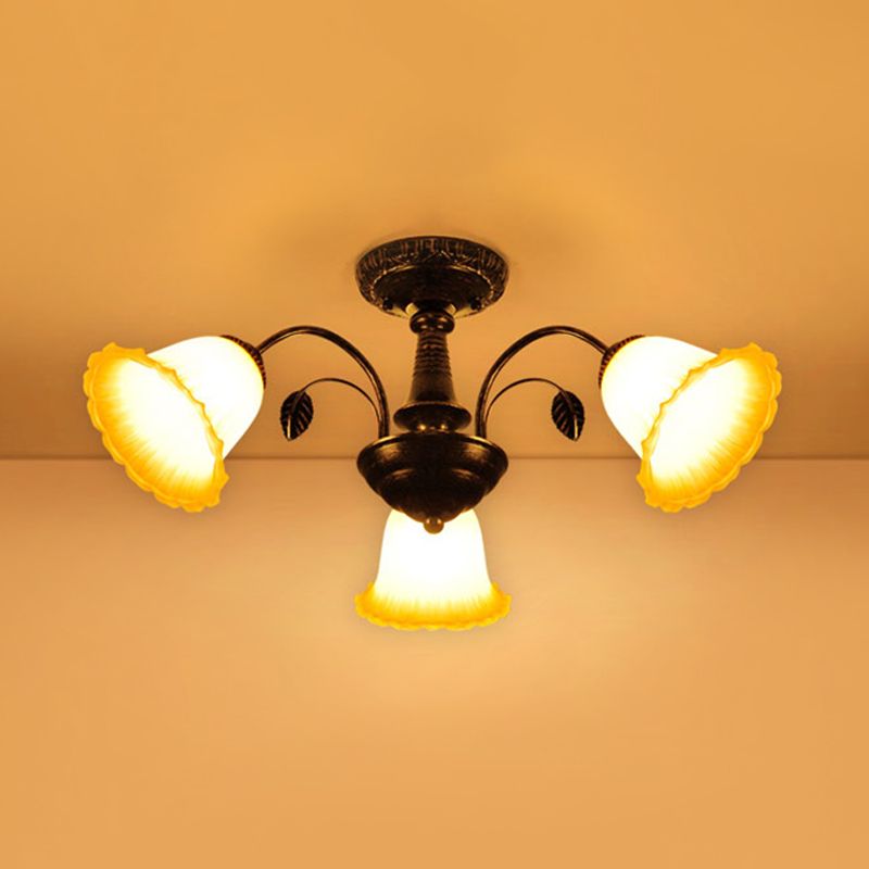 Bronzo 3/5 Luci semifulò campagna in vetro glassato Blossom Affronta del soffitto per camera da letto