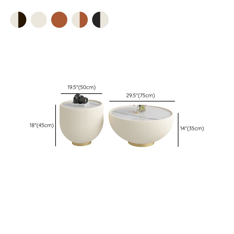 Glam Cocktail Table White Round Pedestal Coffee Cocktail Table