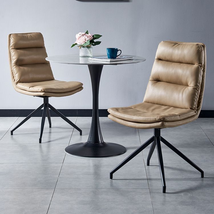 Sillas laterales de comedor de cuero de estilo contemporáneo Silla con respaldo sólido para cocina