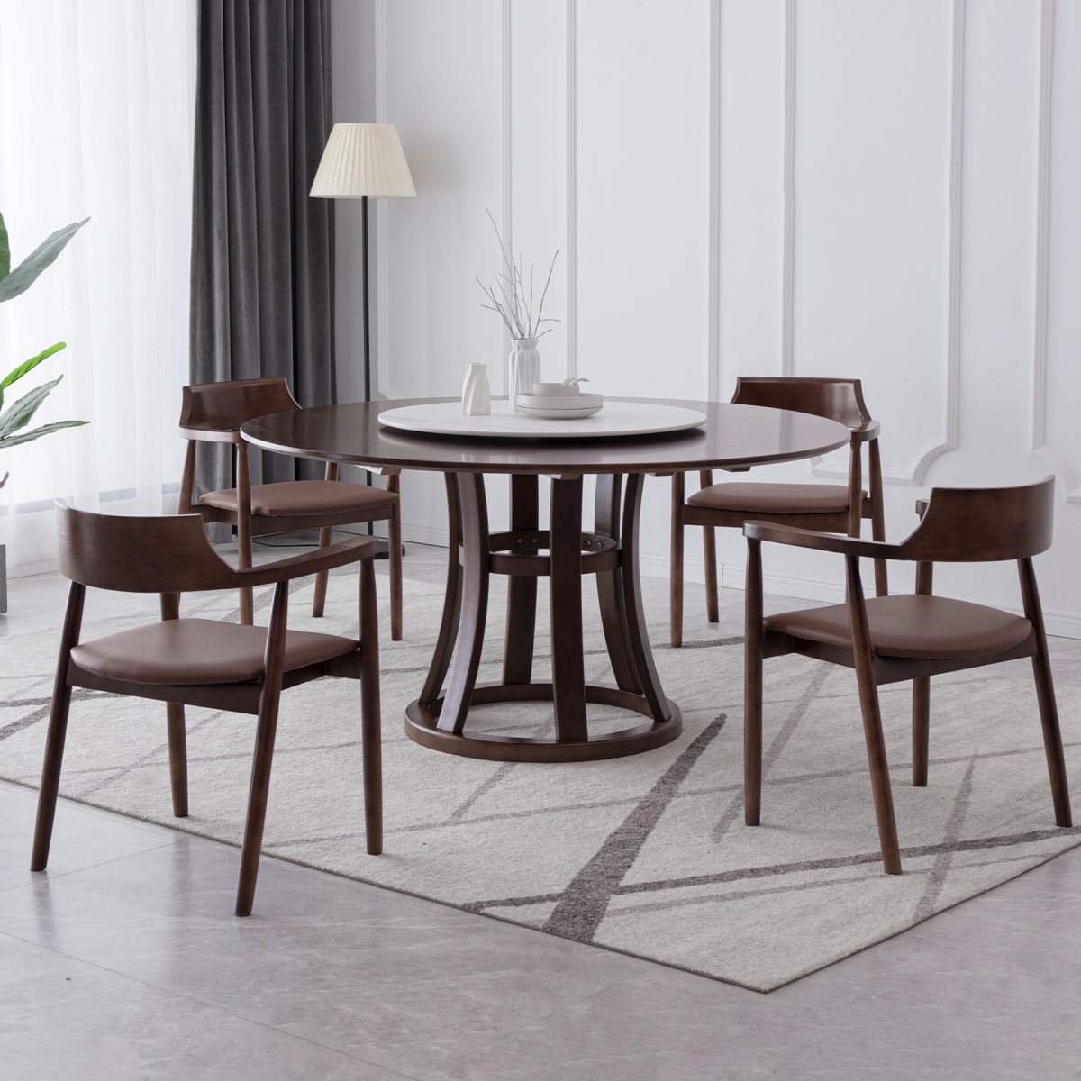 Traditional Standard Sintered Stone Top Dining Room Set of Round Shape for Kitchen Table Set