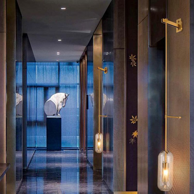 Contemporary Circle Shape Wall Light with Glass Shade for Living Room