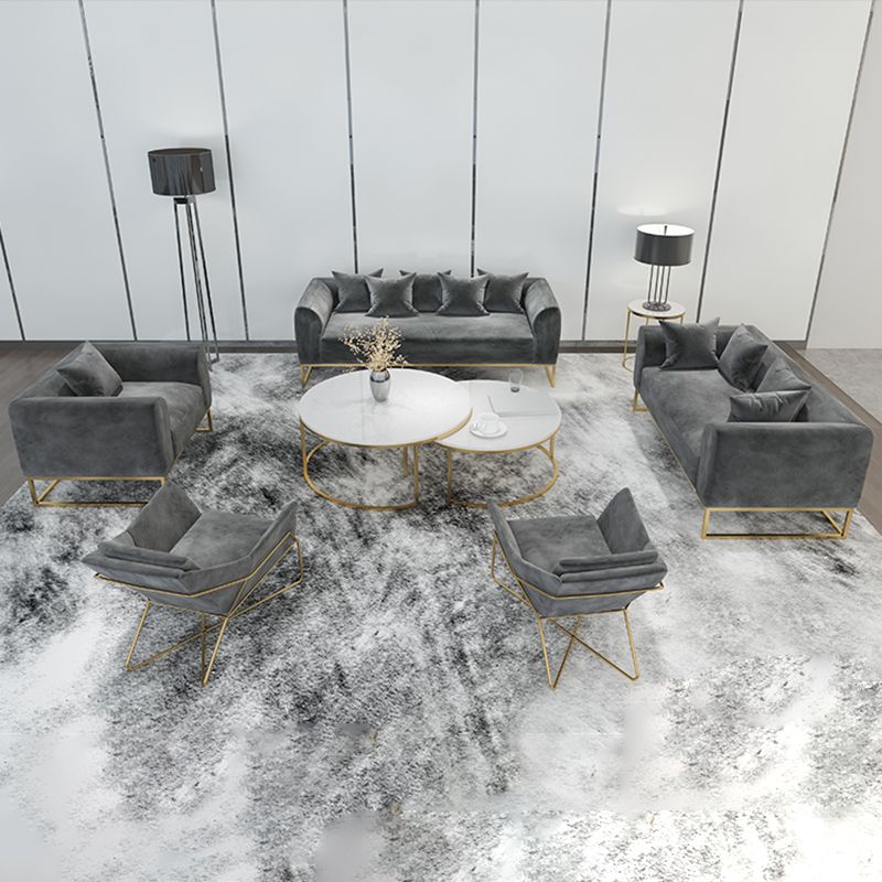 Golden Frame Sofa with Pillow Back and Tuxedo Arm for Apartment