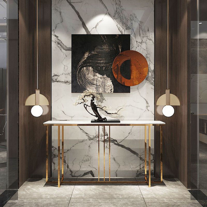 Glam Marble Console Table Rectangle Console Sofa Table for Hall