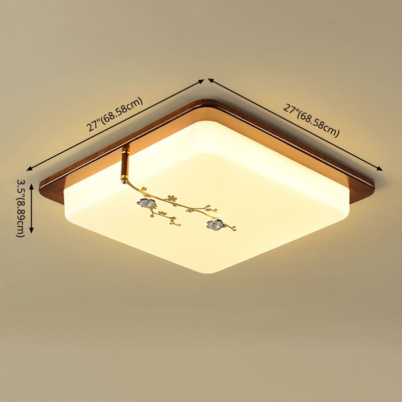 Modern Minimalist Wood Flush Mount 1-Light LED Flush Mount Ceiling Light for Living Room
