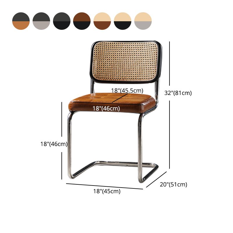 Eigentijdse metalen eetstoelen dineren open achterste armloze zijstoelen voor keuken