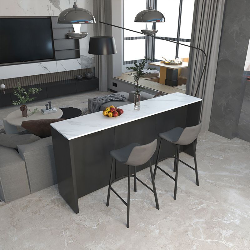 Industrial Style Bar Table Stone Rectangle Bistro Bar Desk for Living Room