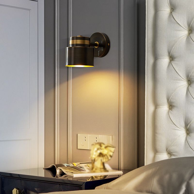 1-Light Adjustable Wall Light Modern Metal Wall Lights in Black