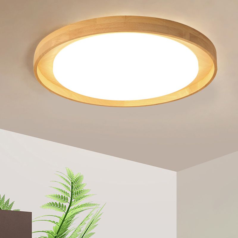Luminaire de plafond encastré à LED en bois pour chambre à coucher, éclairage circulaire de Style japonais