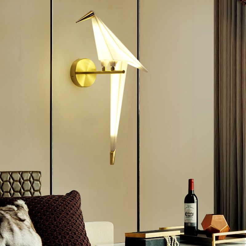 Postmoderne metalen wandlicht wit papier kraanwand sconce licht voor woonkamer slaapkamer