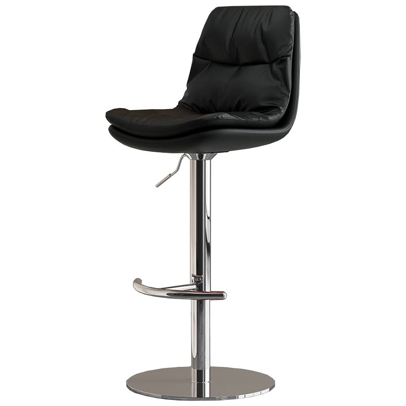 Modern Adjustable Height Swivel Upholstered Bar Stool with Footrest