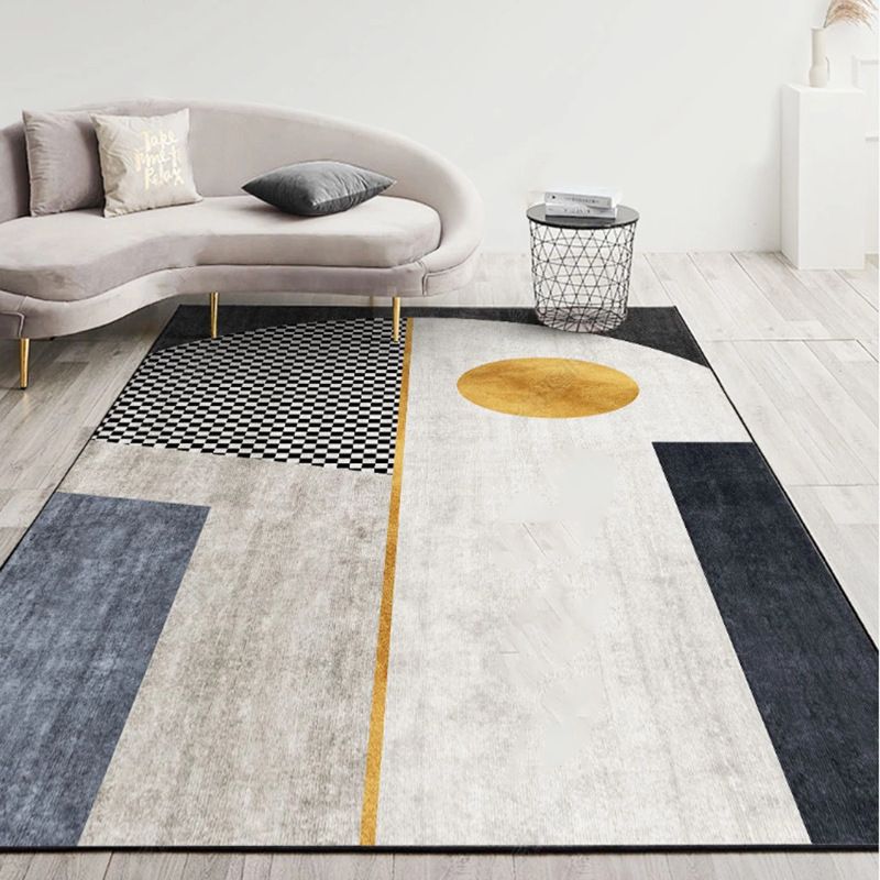 Trendy Color Block Luxury Carpet Polyester Area Rug Stain Resistant Area Carpet for Living Room