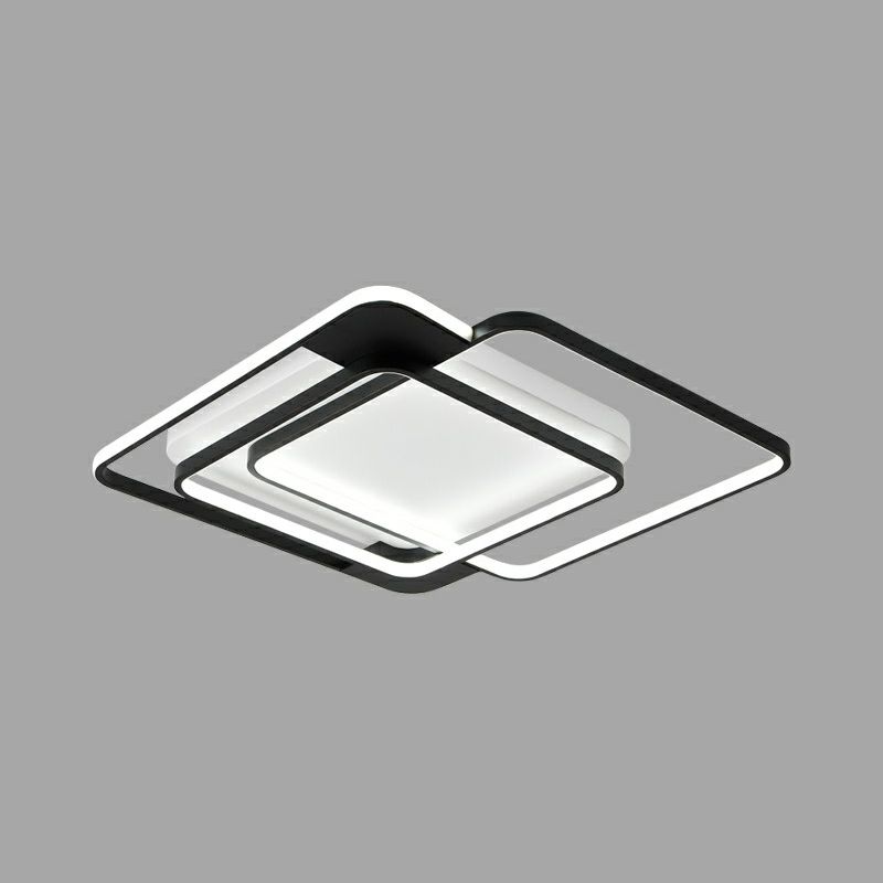 Gestapeld plafondinbouwlicht Modern metaal Zwart vierkant LED-inbouwlamp voor slaapkamer