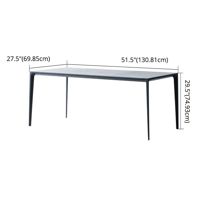 Modern Sintered Stone Black Dining Set with Rectangle Table and Black Legs Kitchen Dining Set