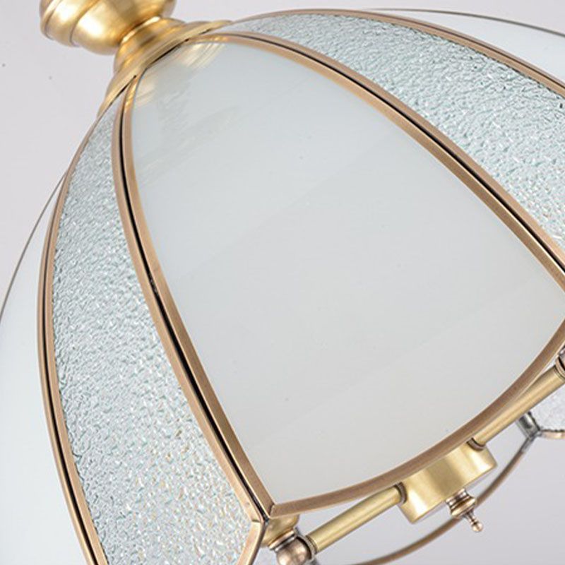 1 Bulb Ceiling Pendant Light Colonialism Kitchen Hanging Lamp with Scallop White Glass Shade