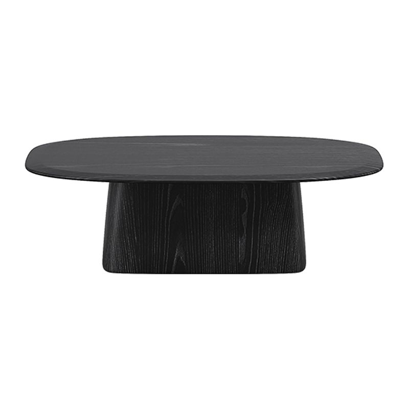 Pedestal Coffee Table Black Solid Wood Coffee Cocktail Table