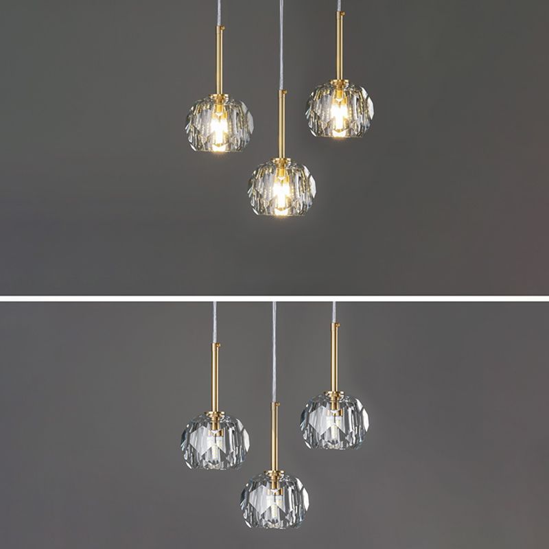 Balle Shade Dining Room Suspension lampe cristal Minimaliste Lumière suspendue en or