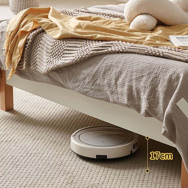 11.02" High Oak Standard Bed with Custom Gold Legs Brown Bed Without Headboard