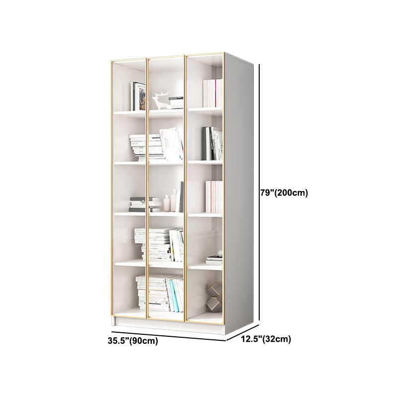 Modern Engineered Wood Bookshelf Standard Closed Back Vertical Bookcase with Doors