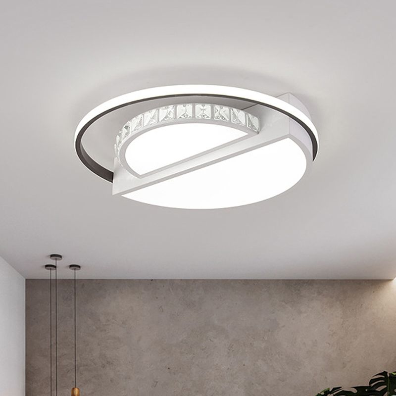 Modern Flushmount Light Metal Integrated Led Flush Ceiling Light in White for Living Room
