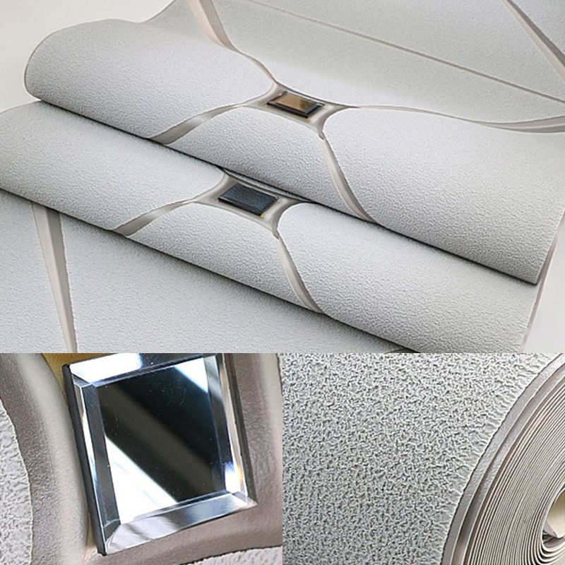 Flock Material Wallpaper Lattice Pattern Geometric Textured Wall Decor with Diamond