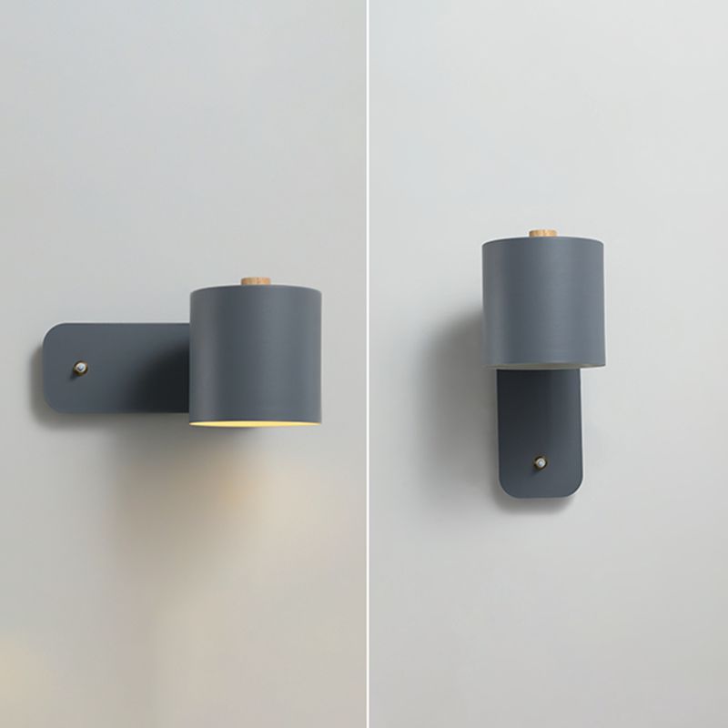 Nordic Style Iron Wall Light Cylinder Shape Rotatable Wall Lamp for Living Room