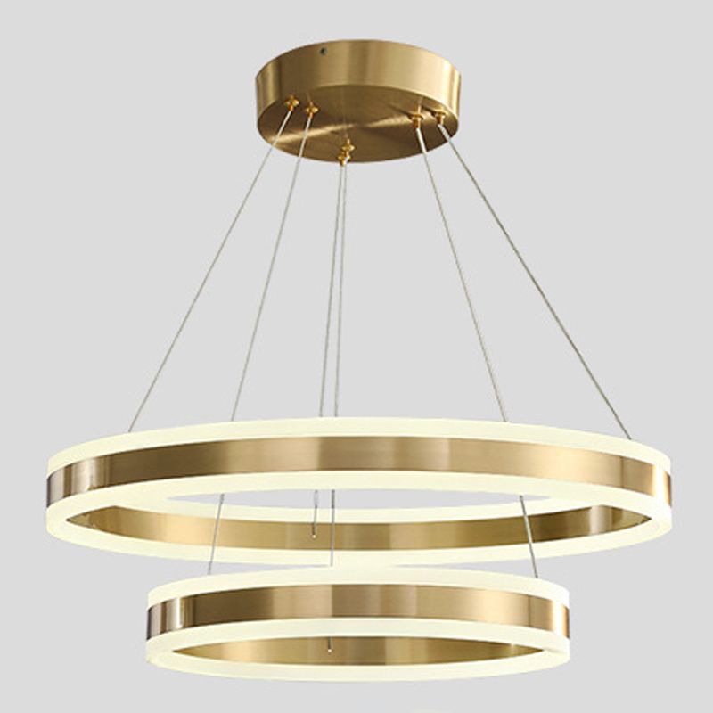 Circular Metal Hanging Ceiling Light Modern Style Suspension Pendant Lighting