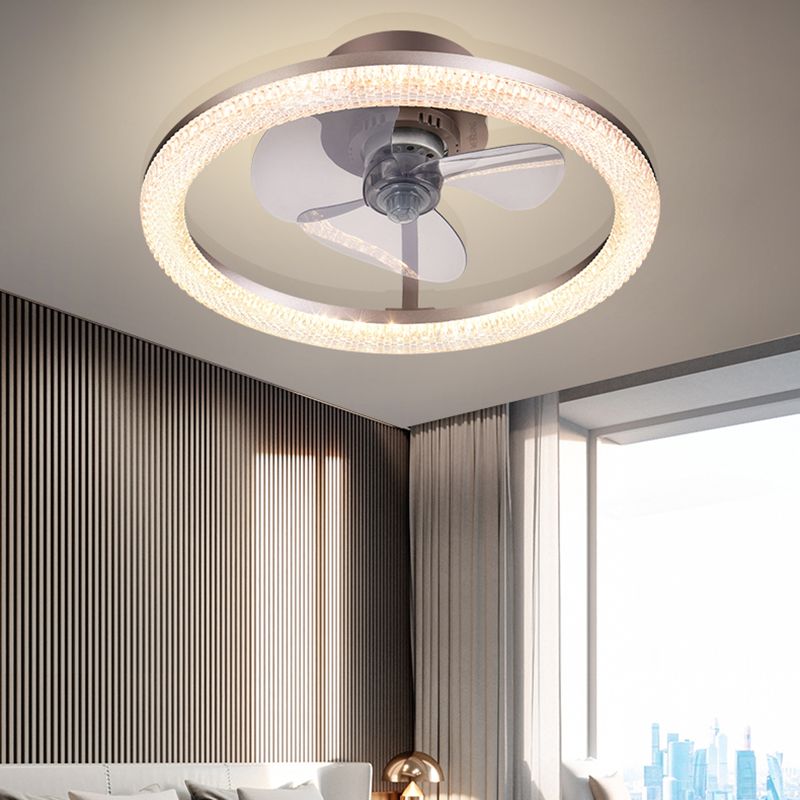 Metal Ceiling Fan Light Round Modern Ceiling Light Fixture for Bedroom