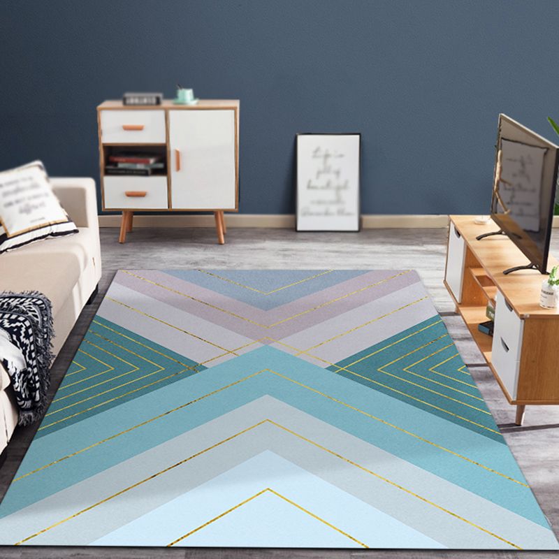 Ontspannende geo-bedrukte tapijt multi-kleuren polypropyleen gebied tapijt niet-slip achtersteuning vlekbestendig binnendeken voor slaapkamer