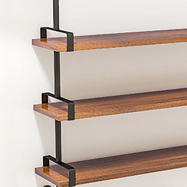 Industrial Wall Unit Bookshelf Schwarzer Eisenrahmen brauner Buchhandel mit massivem Holzregal