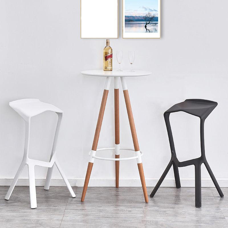 Contemporary Style Backless Plastic Stackable Bar Stool for Home