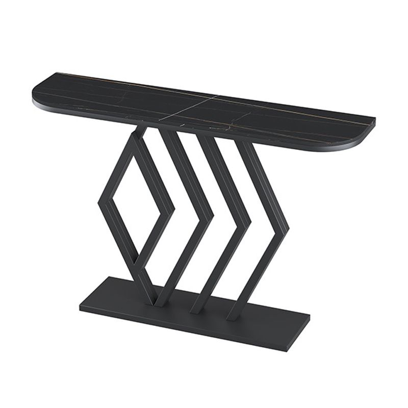 11" Wide Stone Contemporary Console Table Half Moon Console Sofa Table