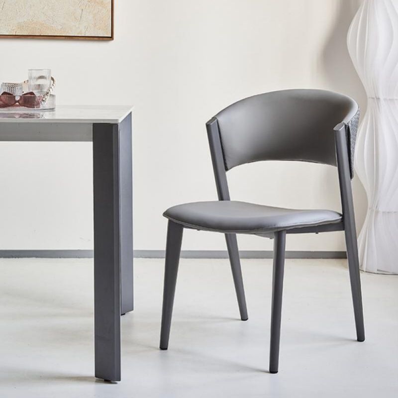 Dining Room Upholstered Chair Home Open Back Faux Leather Dining Chair