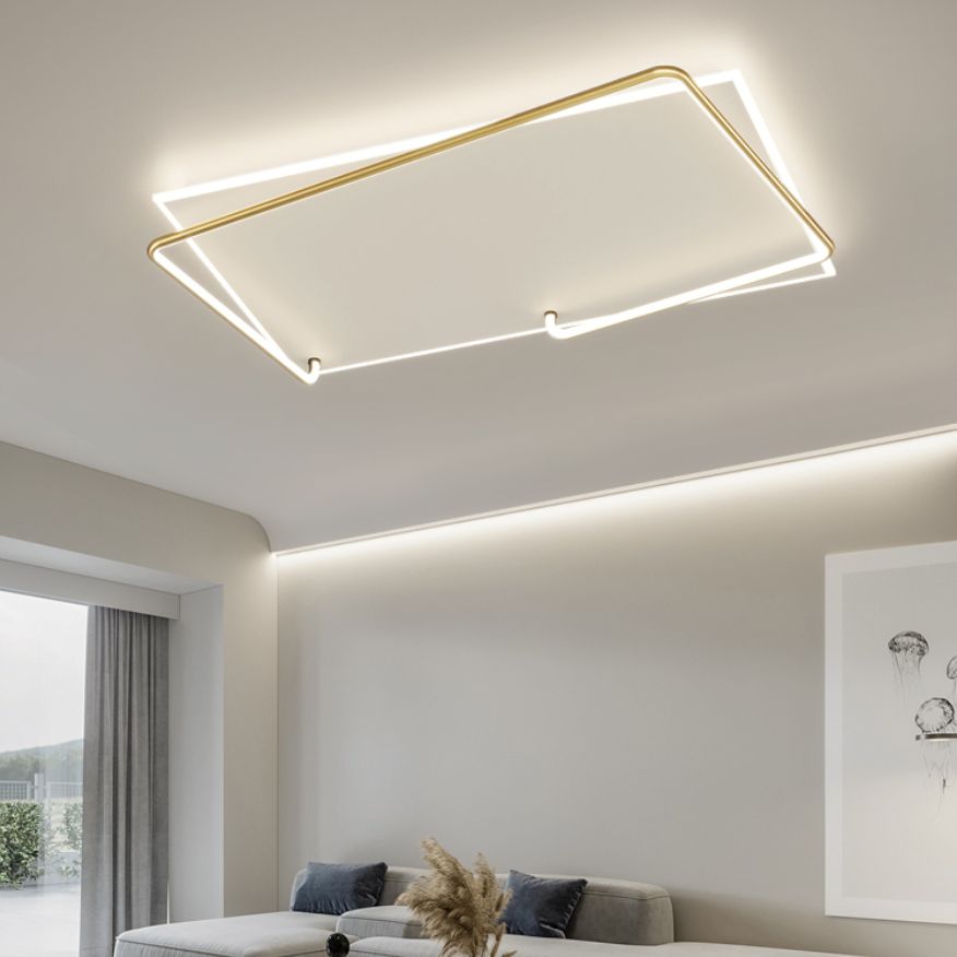 Rechteckige Minimalismus-LED-Unterputz-Deckenleuchte aus Aluminium für das Wohnzimmer