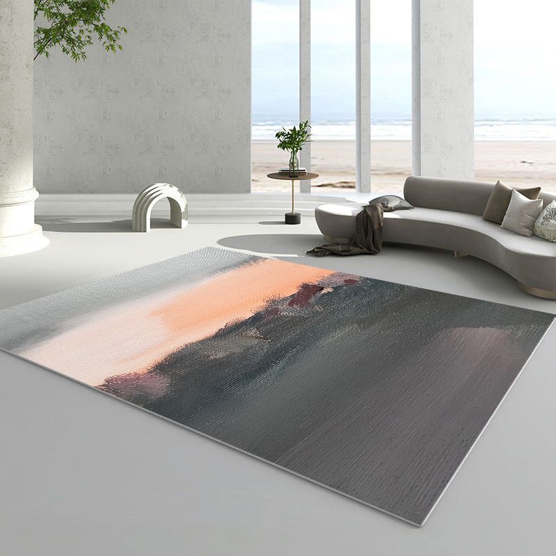 Alfombra gráfica blanca poliéster alfombra contemporánea alfombra resistente a manchas para decoración del hogar