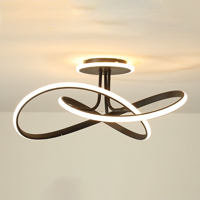 Modern Style Linear Shade Ceiling Light Metal 2 Headed Ceiling Light for Dining Room