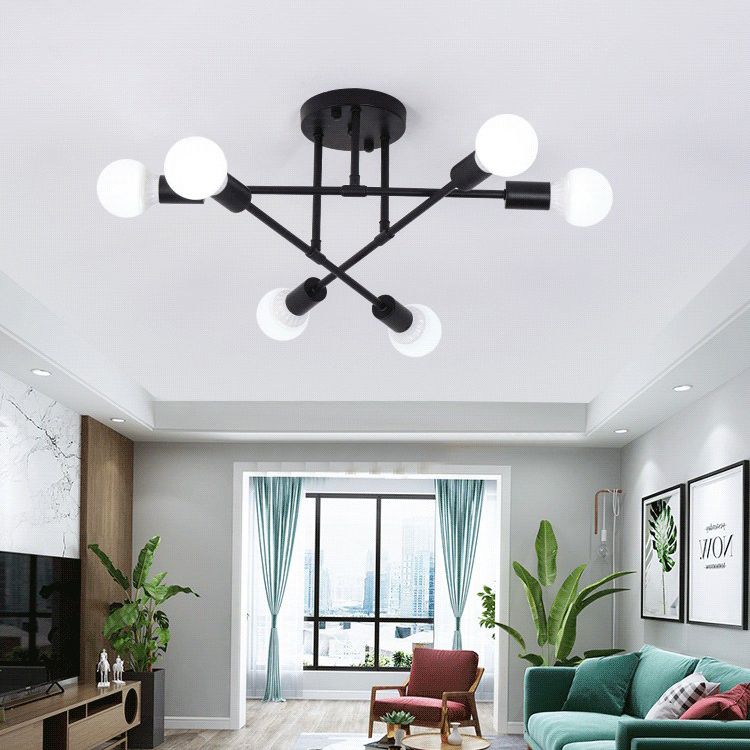 Plafonnier nordique personnalité créative forme spéciale Style industriel salon chambre étude Restaurant fer Art lampes