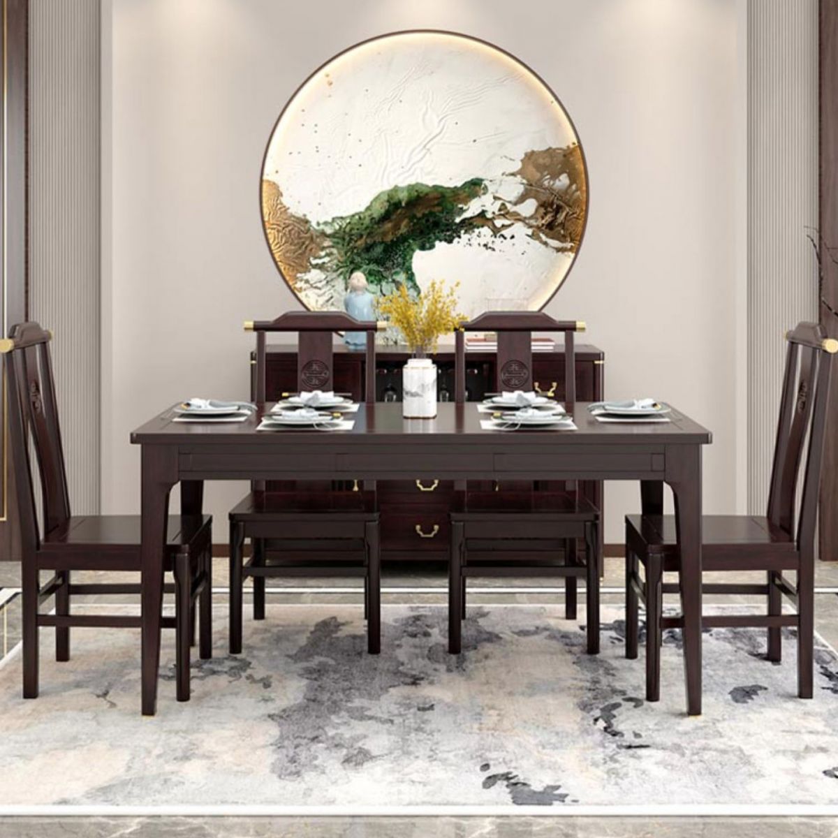 Rectangle Counter Dining Table Traditional Dinner Room Kitchen Table