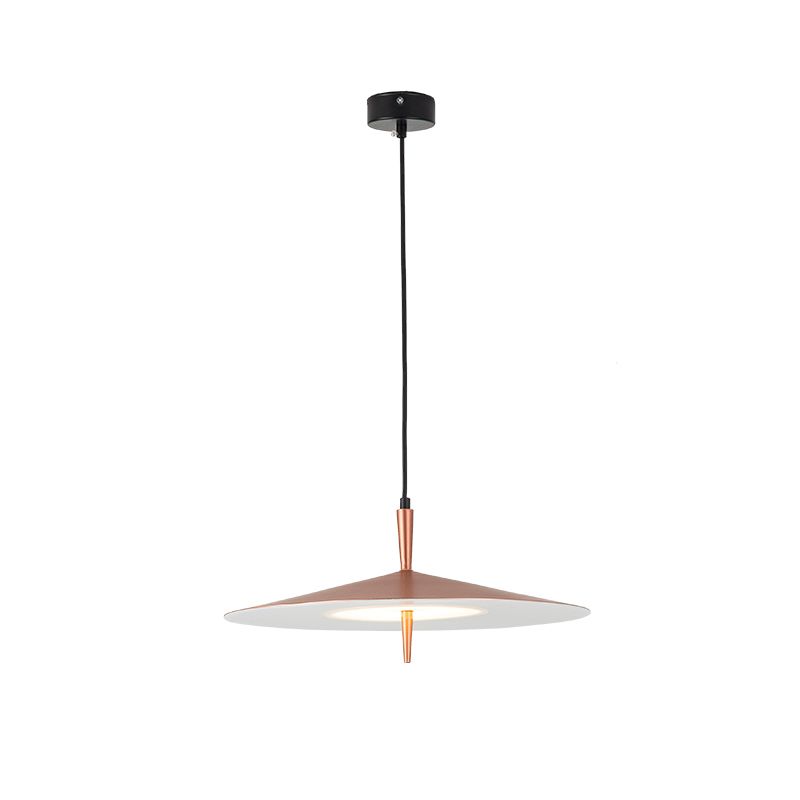 Colgante de suspensión delgada de oro rosa contemporáneo 1 luz acrílica acrílica luz de techo en luz blanca