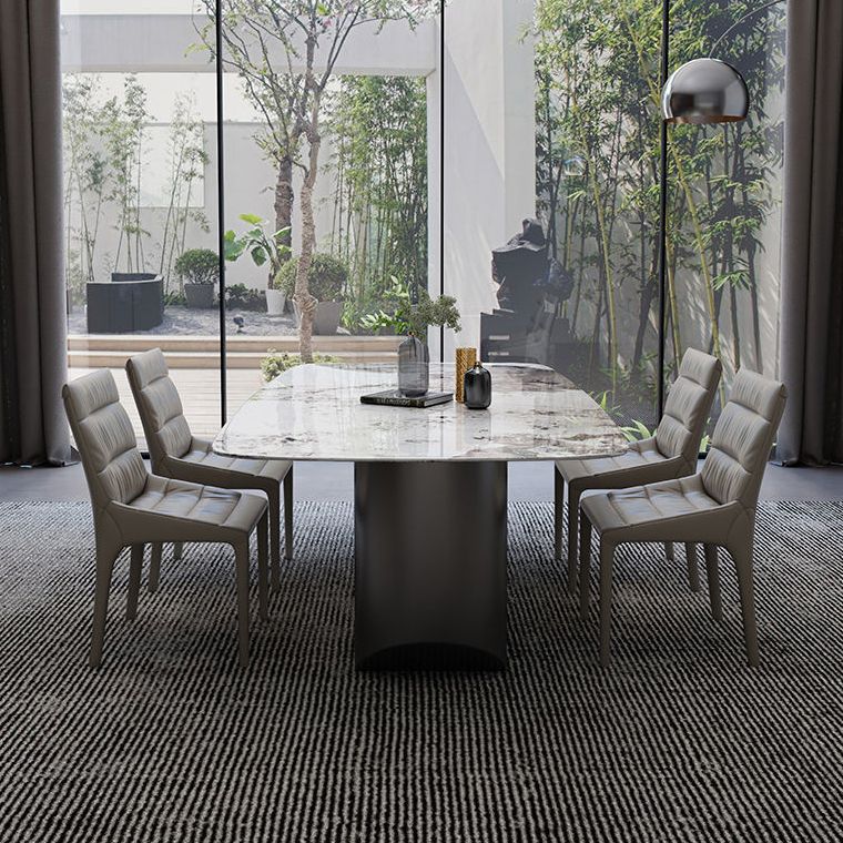 Modern Dining Set Stone 1/4/5/7 Pieces Dining Table with Leather Chairs for Indoor