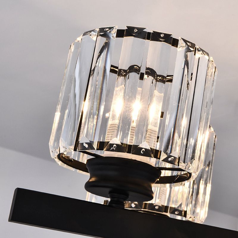 Crystal Geometric Shape Wall Sconce Modern Style 1 Light Wall Light Sconce in Black