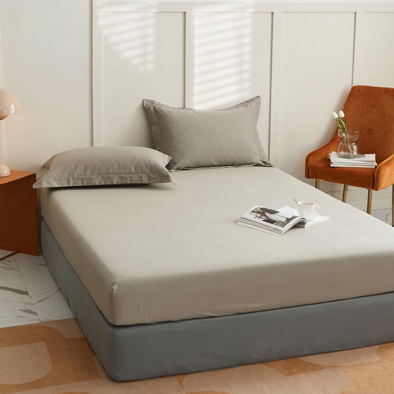 Bed Sheet Pure Color Soft Cotton Breathable 1-Piece Fitted Sheet