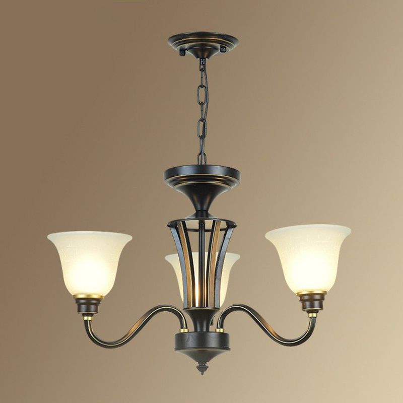 Rustikale glockenförmige Suspension lichtcreme Glas Kronleuchter Beleuchtung für Esszimmer