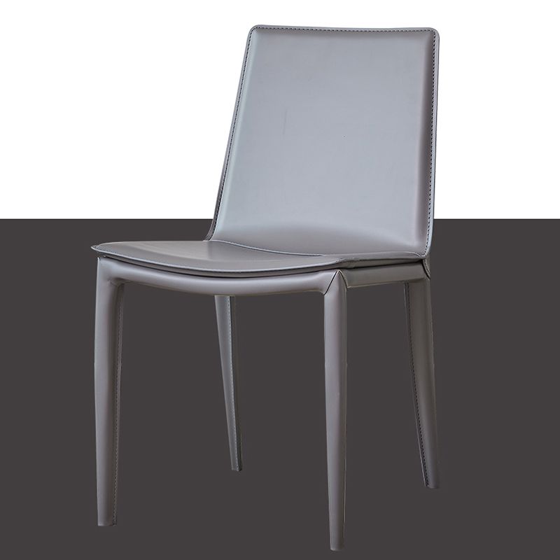 Modern Style Leather Dining Room Chair Armless Metal Side Chair for Home Use