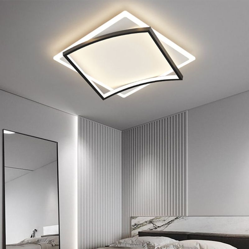 Modern Minimalist Double Geometric Flush Mount Light Metal LED Bedroom Flush Ceiling Light