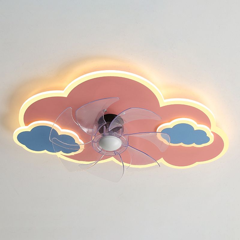 Pink / Blue Fan Mount Light Fixture Kids Style Ceiling Fan Lighting