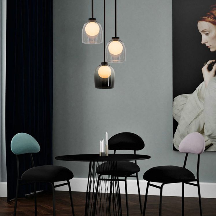 Shaded Pendant Light Fixture Minimalist Style Glass Hanging Pendant Light for Dinning Room